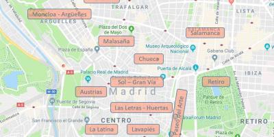 מפה של מדריד ספרד שכונות