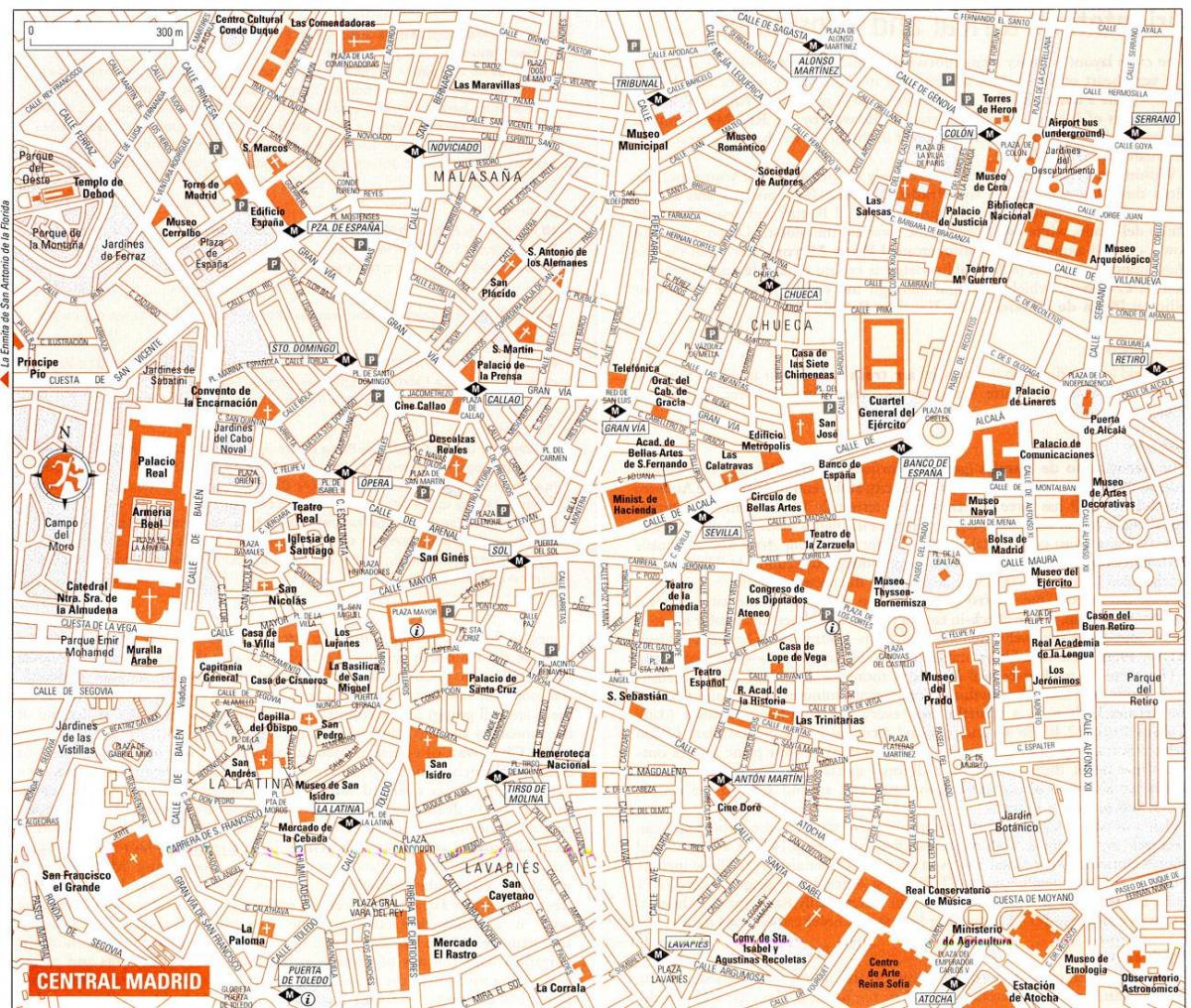 מפת התיירות של מדריד מרכז