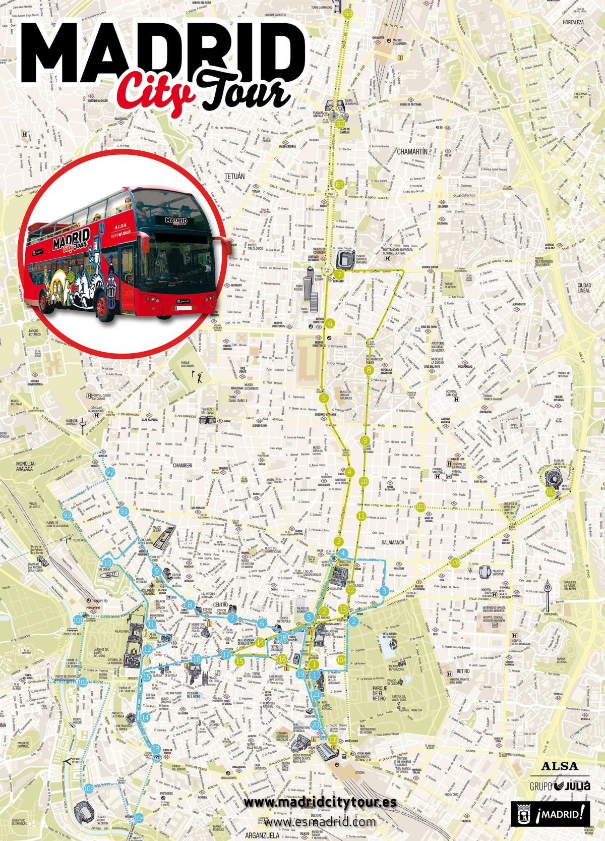 העיר מדריד סיור באוטובוס מפה