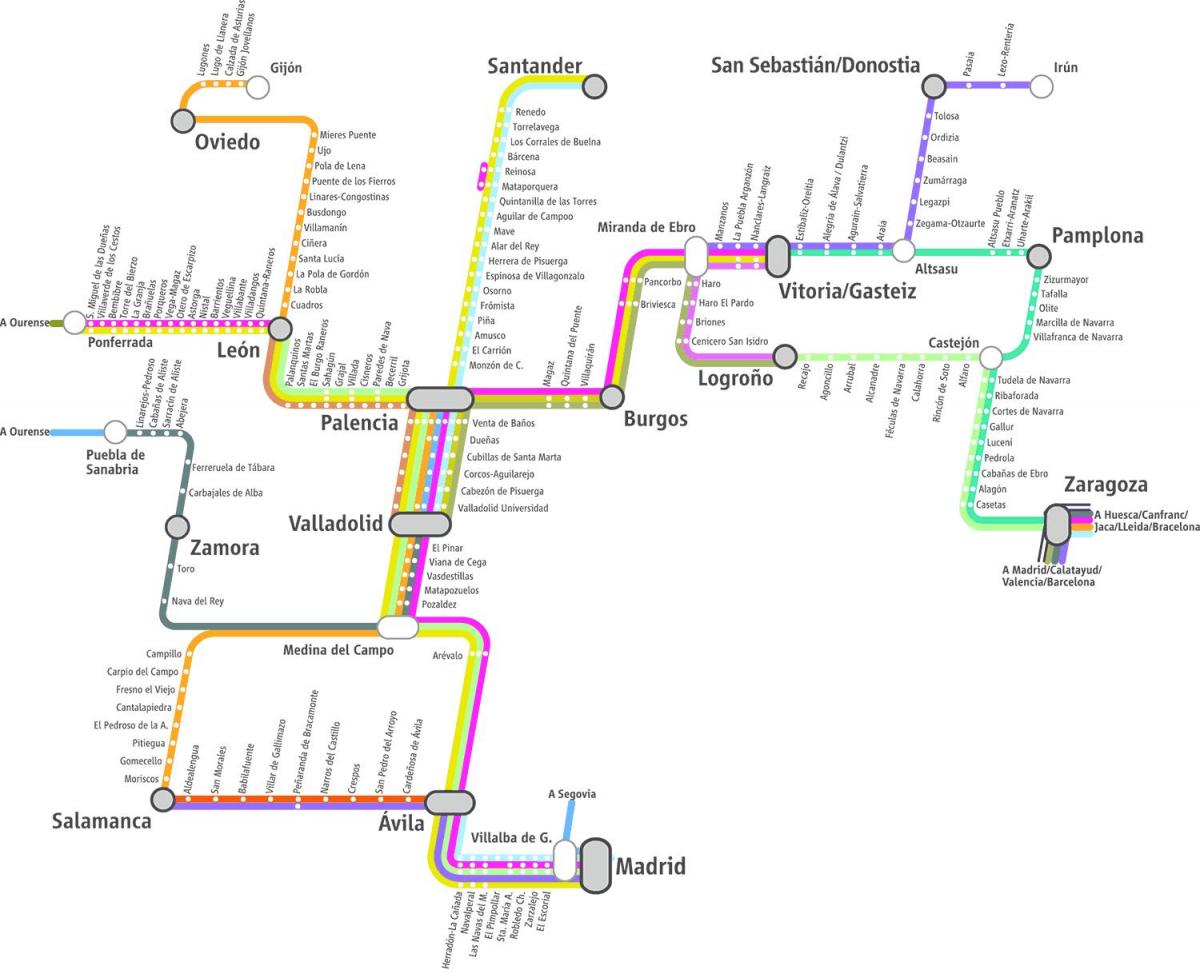 מפה של הרכבת renfe מפת מדריד