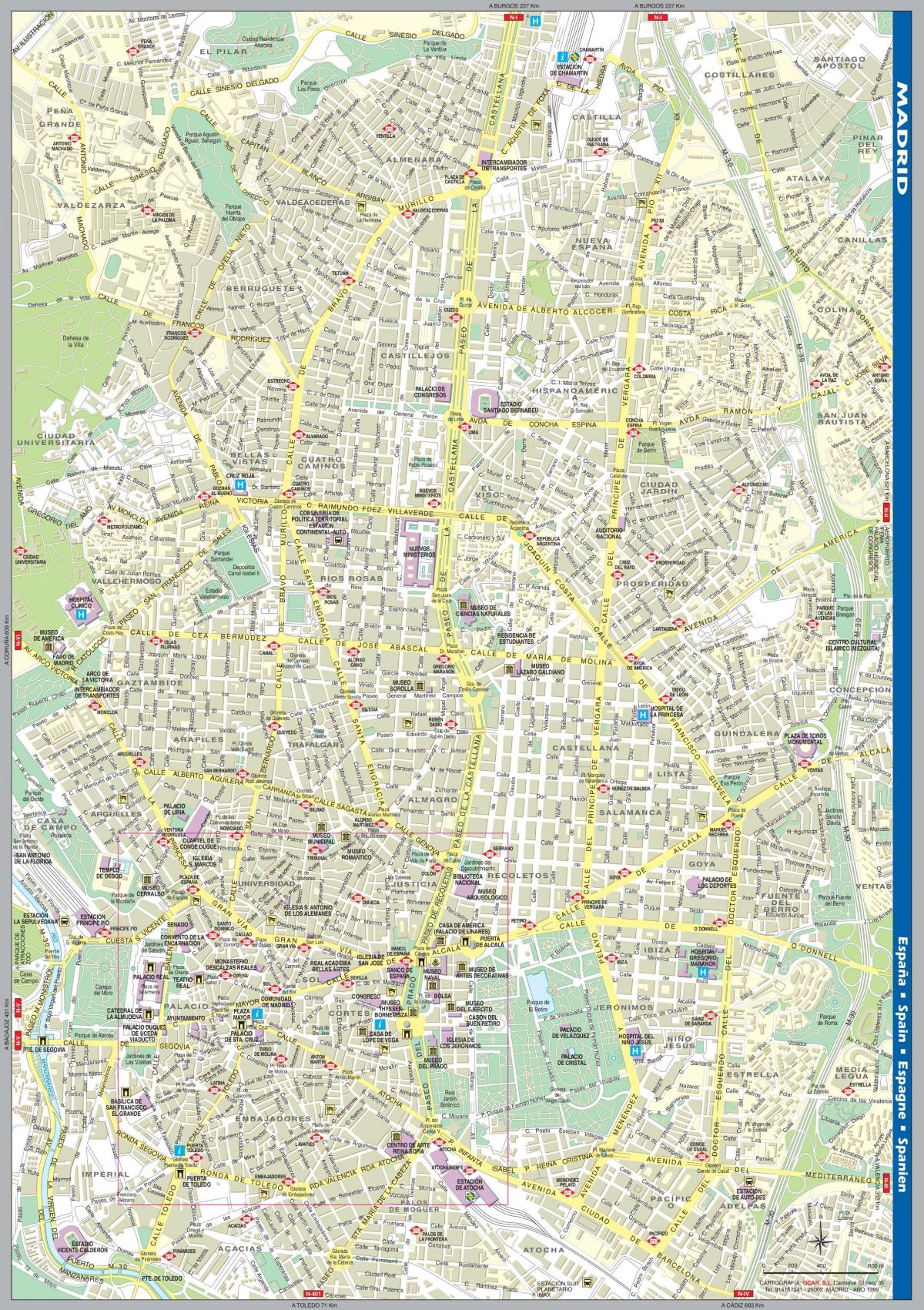 רחוב מפה של מדריד למרכז העיר