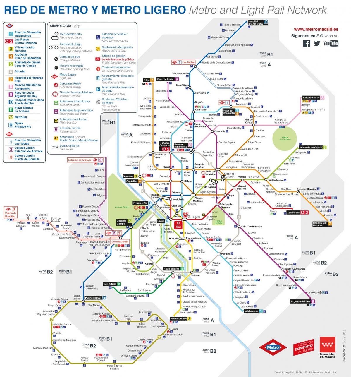 מפה של מדריד תחבורה ציבורית
