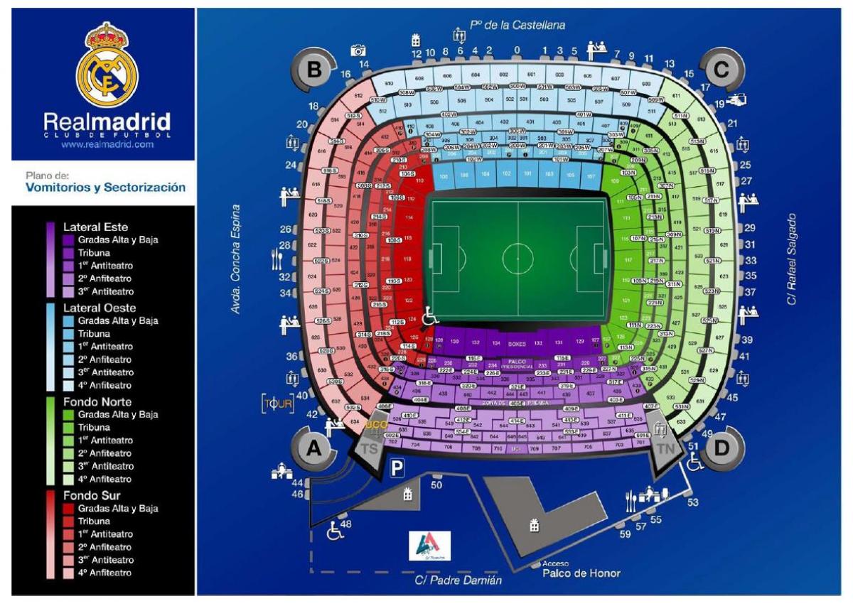 מפה של ריאל מדריד באצטדיון
